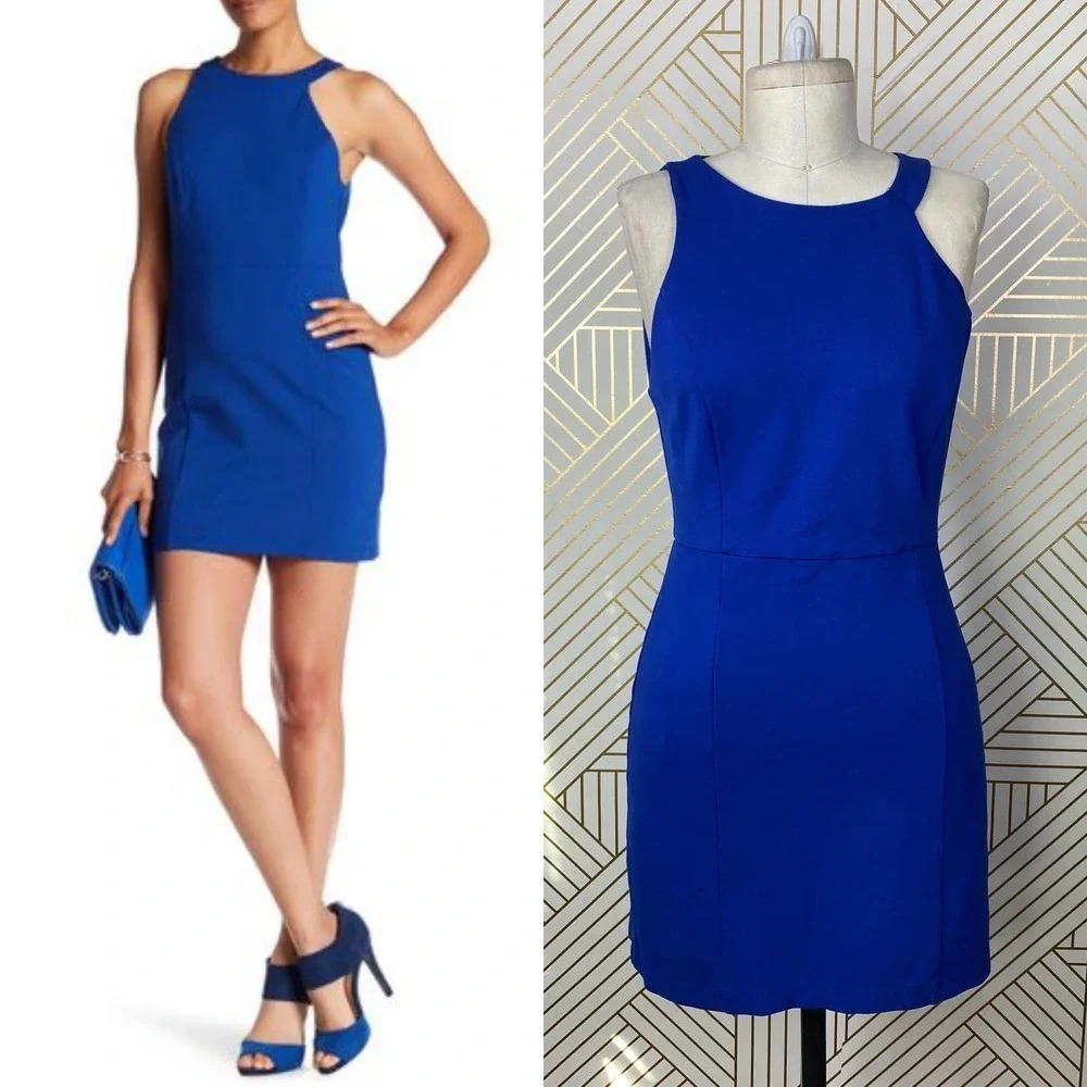 HALSTON Heritage Sleeveless Ponte Dress in Cobalt Blue Size‎ US 2